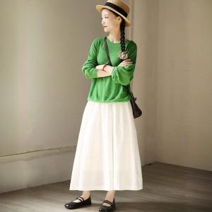 French Cotton White A-Linen Skirt