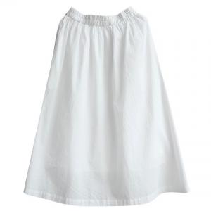 French Cotton White A-Linen Skirt