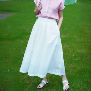 French Cotton White A-Linen Skirt