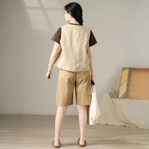Colorful Button Chinese Linen Waistcoat for Women
