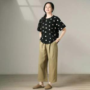 Classic Linen Khaki Straight Leg Tropical Pants