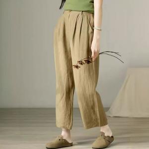 Classic Linen Khaki Straight Leg Tropical Pants