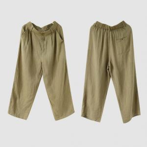 Classic Linen Khaki Straight Leg Tropical Pants