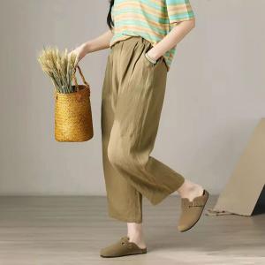 Classic Linen Khaki Straight Leg Tropical Pants