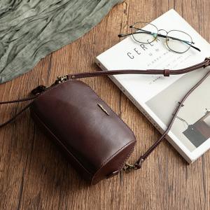 Original Design Leather Shoulder Horizontal Bucket Bag