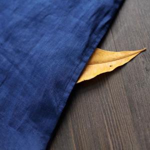 Slanted Frog Buttons Linen Blue Qipao
