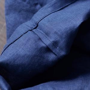 Slanted Frog Buttons Linen Blue Qipao