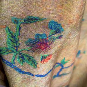 Chinese Ink Painted Shawl Collar Modern Designer Qipao