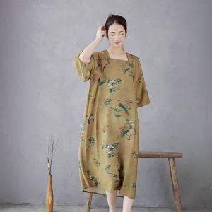 Chinese Ink Painted Shawl Collar Modern Designer Qipao