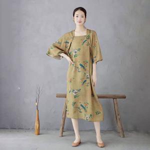 Chinese Ink Painted Shawl Collar Modern Designer Qipao