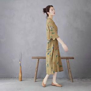 Chinese Ink Painted Shawl Collar Modern Designer Qipao