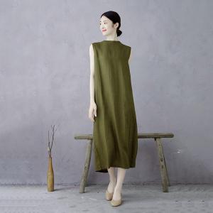 Oliver Green Back Buttons Linen Sundress