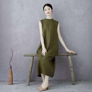 Oliver Green Back Buttons Linen Sundress