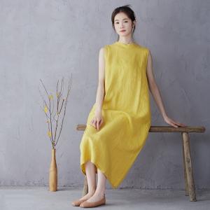 Pop Colors Linen Sleeveless Shift Dress