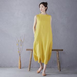 Pop Colors Linen Sleeveless Shift Dress