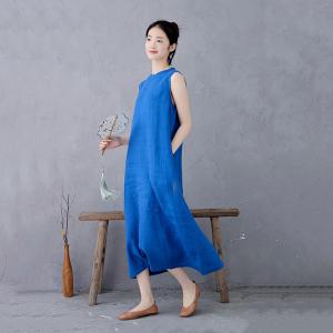 Pop Colors Linen Sleeveless Shift Dress
