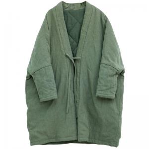 Plus Size Linen Quilted Unisex Wrap Cocoon Coat