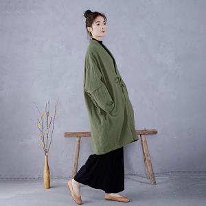 Plus Size Linen Quilted Unisex Wrap Cocoon Coat