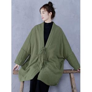Plus Size Linen Quilted Unisex Wrap Cocoon Coat