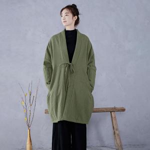 Plus Size Linen Quilted Unisex Wrap Cocoon Coat