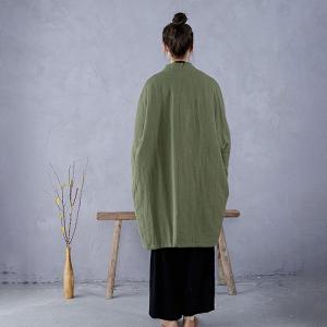 Plus Size Linen Quilted Unisex Wrap Cocoon Coat