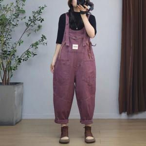 Patched Pockets Fringed 90s Bib Overalls