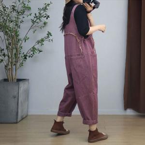 Patched Pockets Fringed 90s Bib Overalls