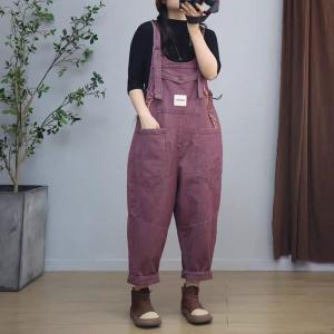 Patched Pockets Fringed 90s Bib Overalls