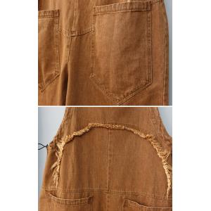 Patched Pockets Fringed 90s Bib Overalls