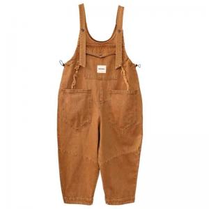 Patched Pockets Fringed 90s Bib Overalls