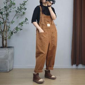 Patched Pockets Fringed 90s Bib Overalls