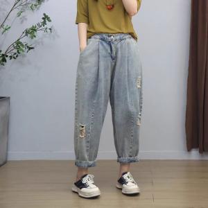 Light Wash High Rise Ripped Jeans for Women