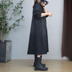 Lace Details Loose A-Line Jean Dress