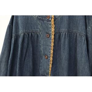Lace Details Loose A-Line Jean Dress