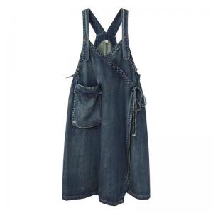 V-Neck Thigh Slits Denim Overall Dress