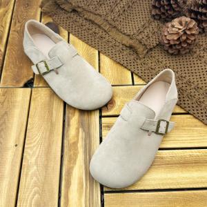 Suede Leather Buckle Flat Birken Shoes