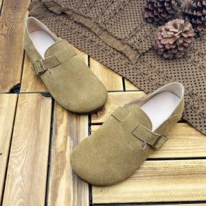 Suede Leather Buckle Flat Birken Shoes