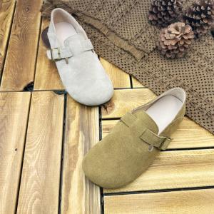 Suede Leather Buckle Flat Birken Shoes