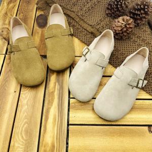 Suede Leather Buckle Flat Birken Shoes