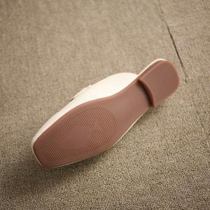 Square Toe Leather Slide Mules