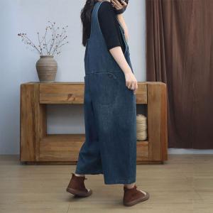 Tassel Straps V-Neck Stone Wash 90s Overalls