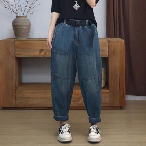 Casual Stone Wash Baggy Mon Jeans for Women