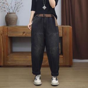 Casual Stone Wash Baggy Mon Jeans for Women