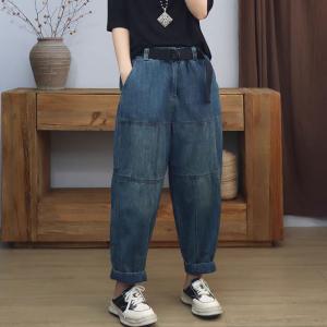 Casual Stone Wash Baggy Mon Jeans for Women