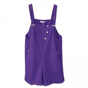 Buttons Ornament Wide Leg Overall Shorts