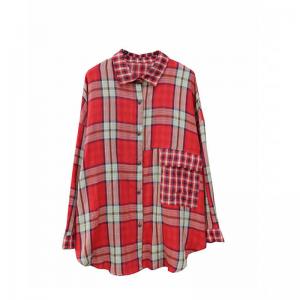 Loose-Fit Cotton Long Sleeves Tartan Shirt