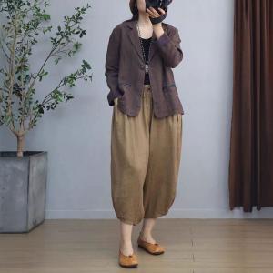 Casual Office Oversized Linen Blazers for Women