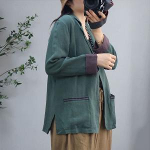 Casual Office Oversized Linen Blazers for Women