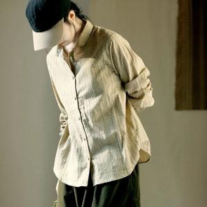 Casual Cotton Long Sleeves Ladies Gingham Shirt