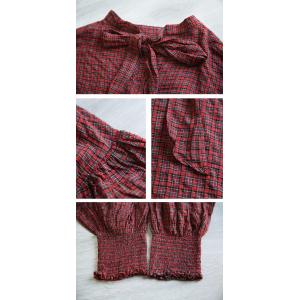 Classic Red Plaid Tied Designer Blouse
